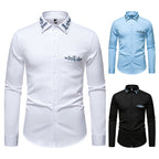 Herren elegantes Hemd mit kunstvollem Bestickungsdesign R&B