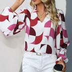 Damen Bluse mit verspieltem geometrischen Muster und lockerem Schnitt