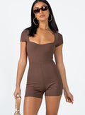 Damen figurbetonter Jumpsuit mit Quadrat-Ausschnitt und kurzem Arm R&B