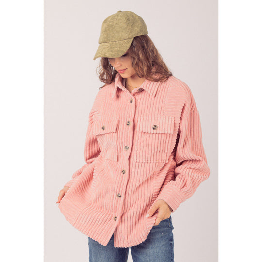 Damen lässige Cordjacke mit praktischen Taschen R&B