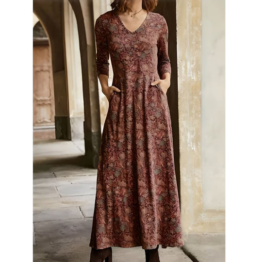 Damen Maxikleid mit dekorativen Mustern und praktischen Taschen R&B