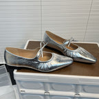 Damen Ballerinas mit Lederoberfläche und Gummizug R&B