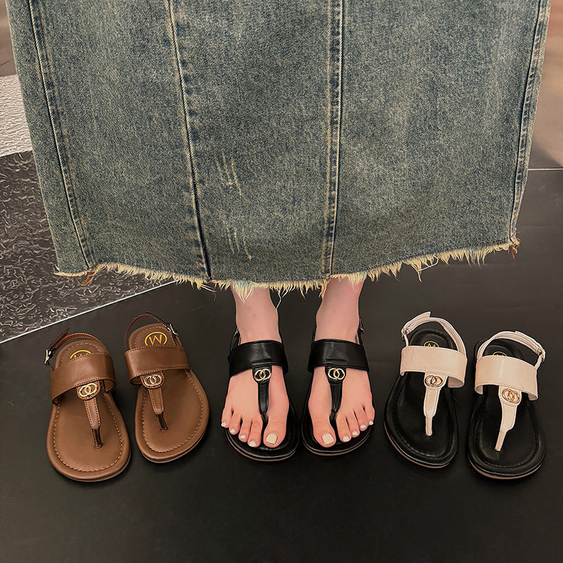 Damen Zehentrenner-Sandalen mit modischem Riemendesign und verstellbarem Riemen R&B