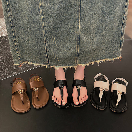 Damen Zehentrenner-Sandalen mit modischem Riemendesign und verstellbarem Riemen R&B