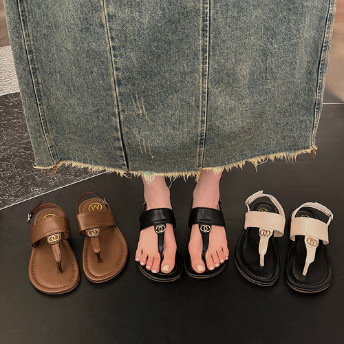 Damen Zehentrenner-Sandalen mit modischem Riemendesign und verstellbarem Riemen R&B