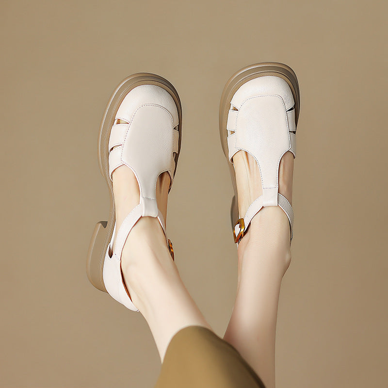 Damen Plateau-Sandalen im eleganten T-Strap Design mit modischem Verschluss