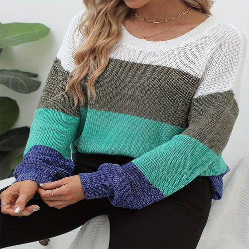 Damen Freizeitpullover mit angesagtem Blockstreifenmuster R&B