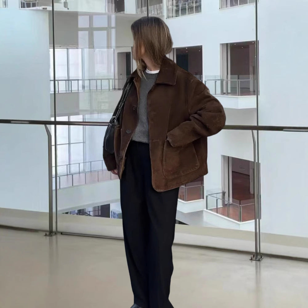 Damen Modische Jacke mit oversized Schnitt und lässigen Taschen R&B