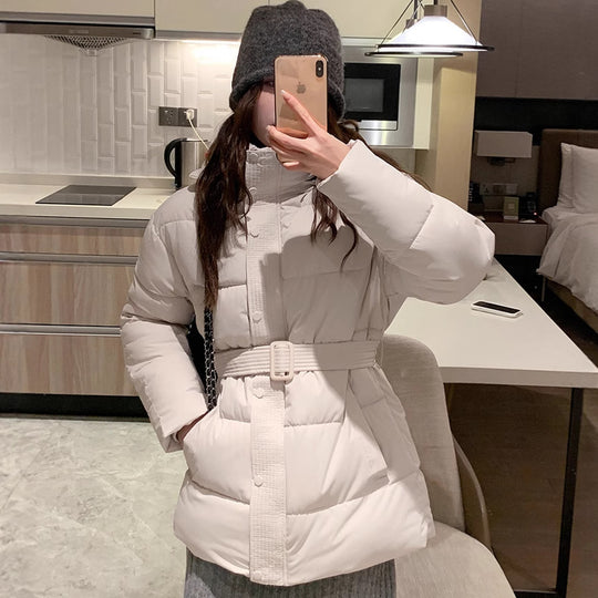 Damen klassische Pufferjacke mit hohem Kragen und praktischen Taschen R&B