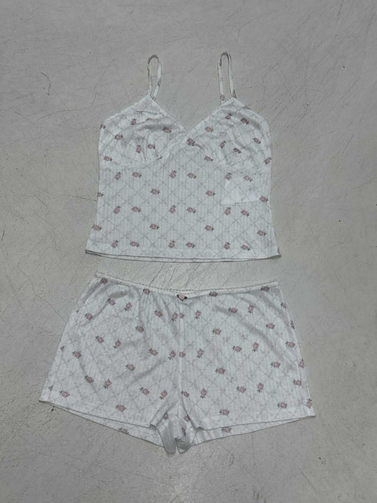 Damen Schlafanzug-Set mit zarten Blumenmustern und verstellbaren Trägern R&B