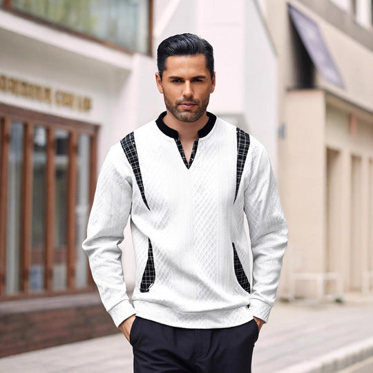 Herren Strickpullover mit modischen Karoelementen R&B