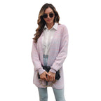 Damen lockere Strickjacke mit modischem Streifenmuster R&B