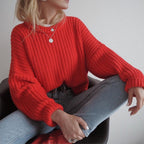 Damen oversized Strickpullover mit strukturierter Verarbeitung R&B