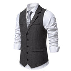 Herren elegante Mehrzweck-Weste im Herringbone-Design mit praktischen Taschen R&B