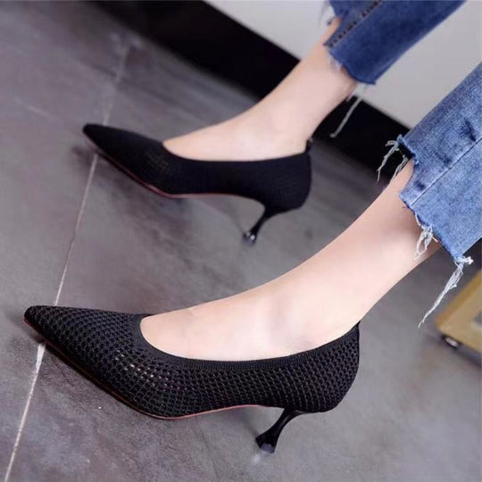 Damen elegante Spitzen-Pumps mit perforiertem Obermaterial R&B