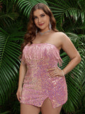 Damen Funkelndes Minikleid mit Fransen und seitlichem Schlitz R&B