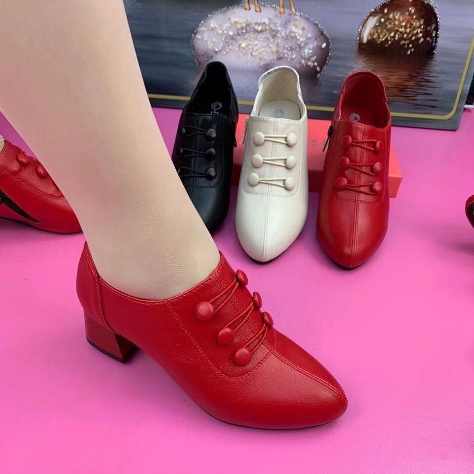 Damen nan Oxford-Pumps im Retrostil mit Zierknopfleiste und komfortablem Blockabsatz R&B