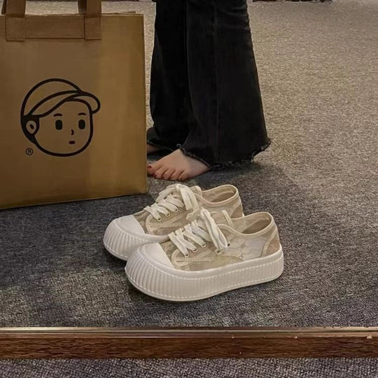 Damen Modische Sneaker mit hohem Plateau und atmungsaktiver Oberflächenstruktur R&B