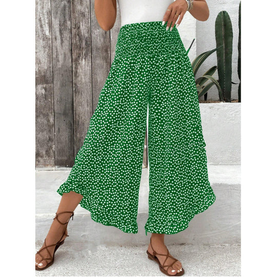 Damen Freizeithose mit weitem Bein und modernem Polka-Dot-Muster R&B