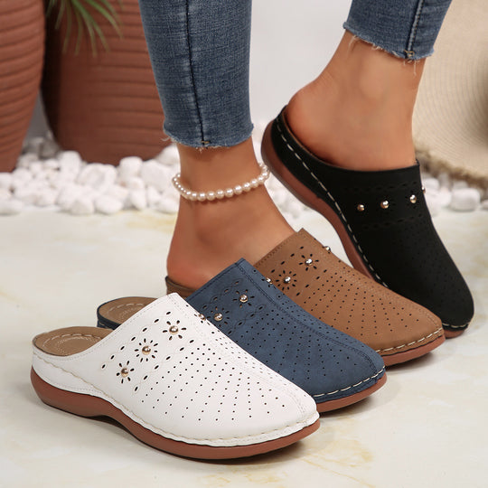 Damen komfortable Clogs mit dekorativen Perforationen R&B