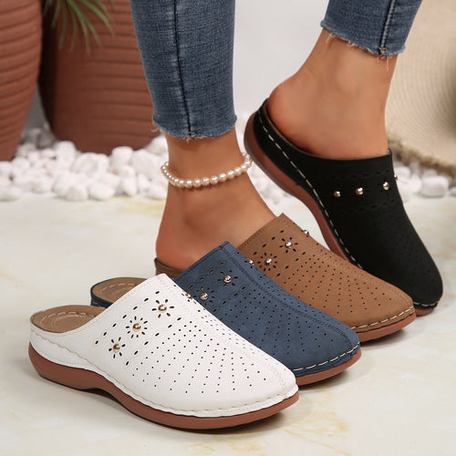 Damen komfortable Clogs mit dekorativen Perforationen R&B