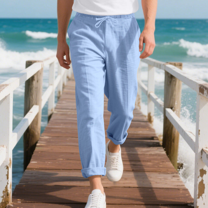 Herren bequeme Strandhose mit elastischem Bund und verstellbarem Kordelzug R&B