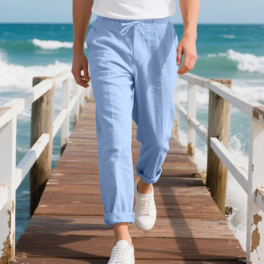 Herren bequeme Strandhose mit elastischem Bund und verstellbarem Kordelzug R&B
