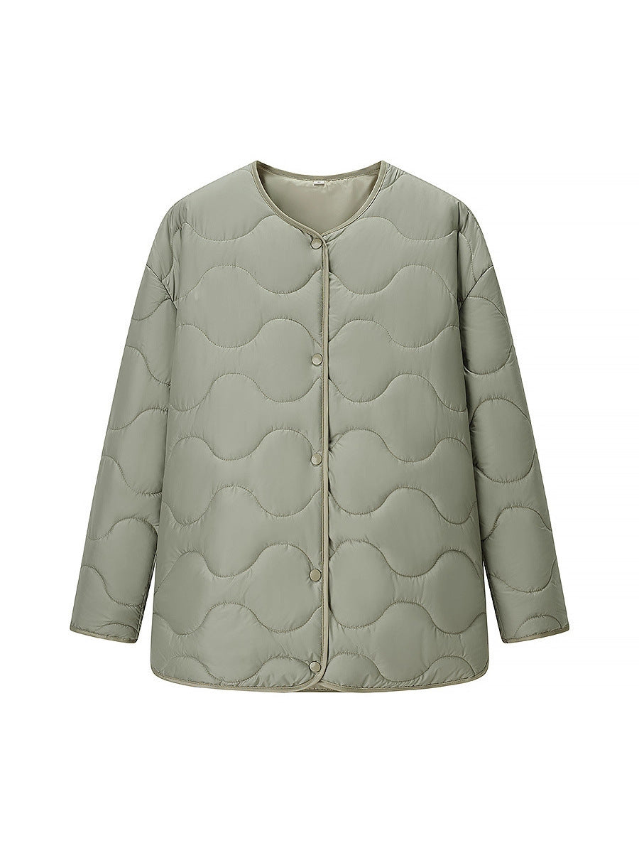 Damen gesteppte Übergangsjacke mit sanfter Stofftextur und praktischen Druckknöpfen R&B