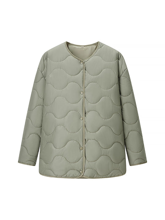 Damen gesteppte Übergangsjacke mit sanfter Stofftextur und praktischen Druckknöpfen R&B