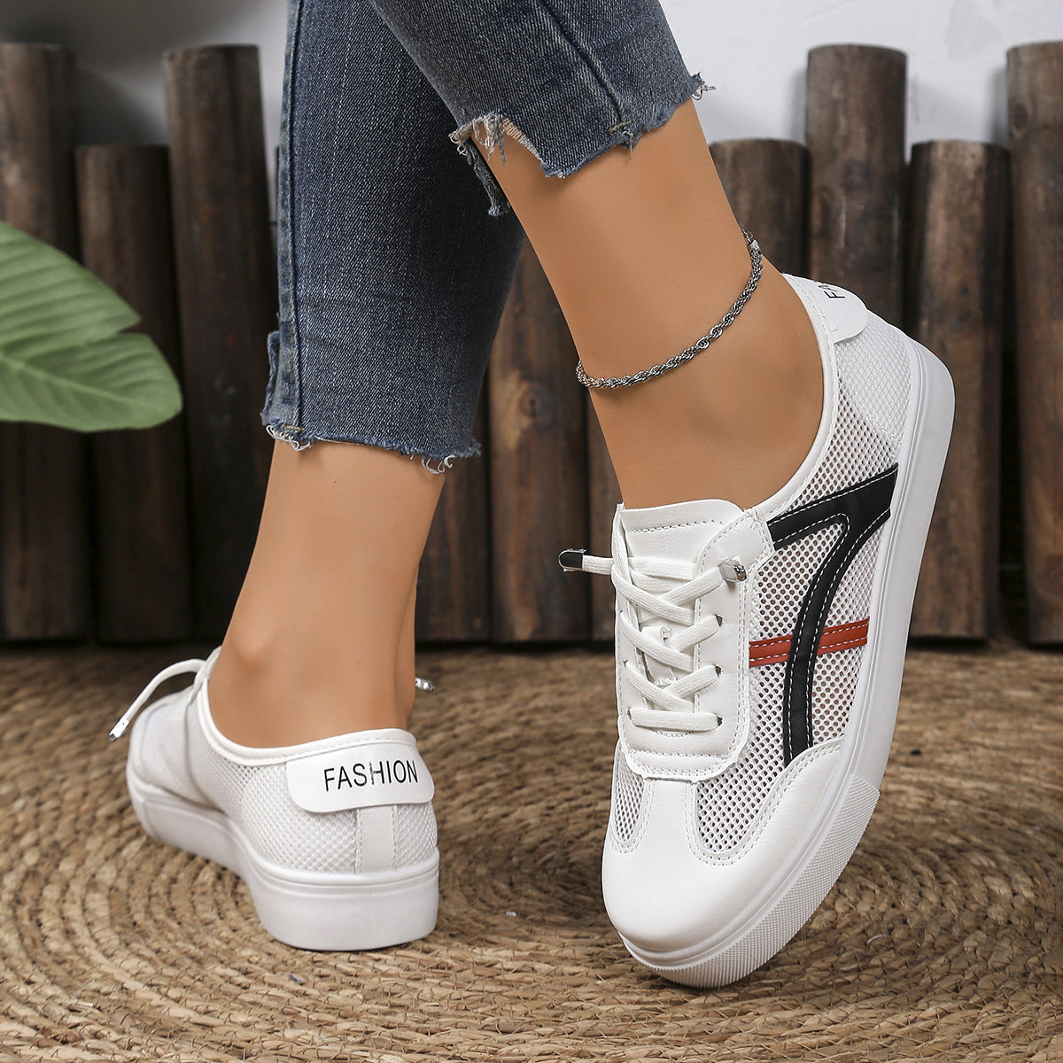 Damen Sportliche Sneakers mit atmungsaktivem Mesh-Obermaterial und flexiblem Fußbett R&B