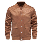 Herren nan Wildlederoptik-Collegejacke mit Druckknopfverschluss, Pattentaschen und geripptem Saum R&B