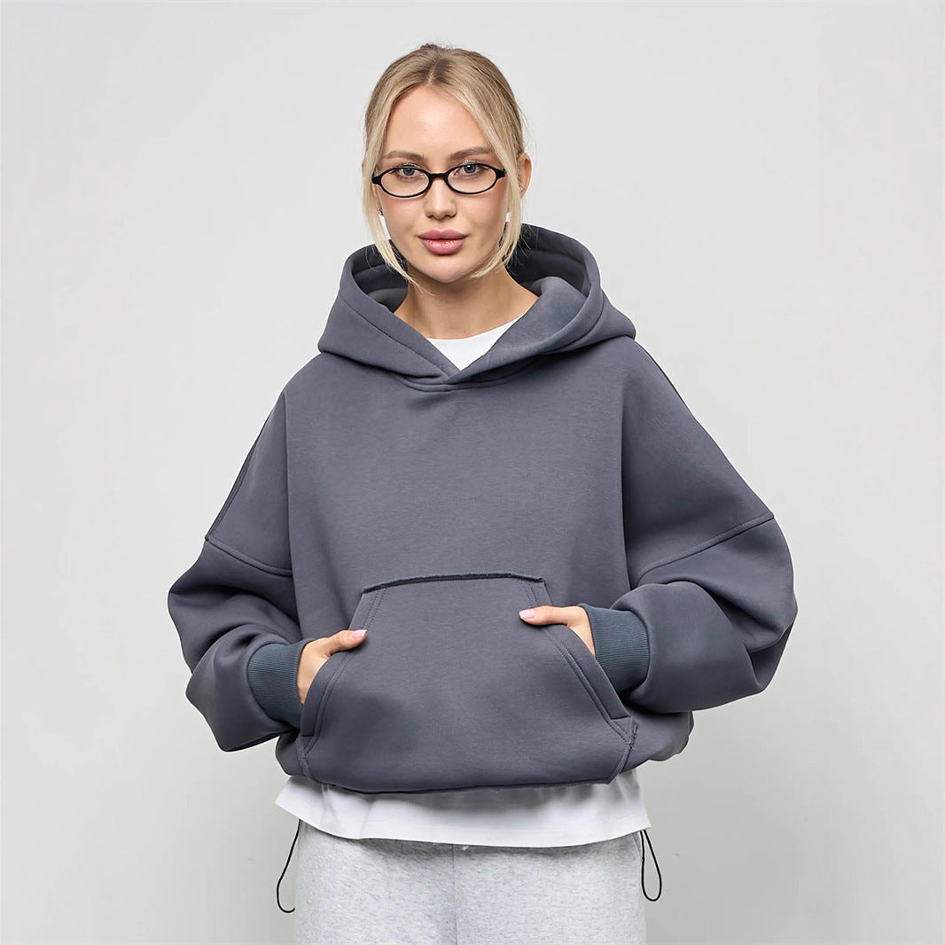 Damen lässiger Oversize-Hoodie mit Kängurutasche und weichem Innenfutter R&B