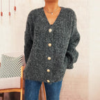 Damen Strickjacke mit luxuriöser Struktur und eleganten Knopfdetails R&B