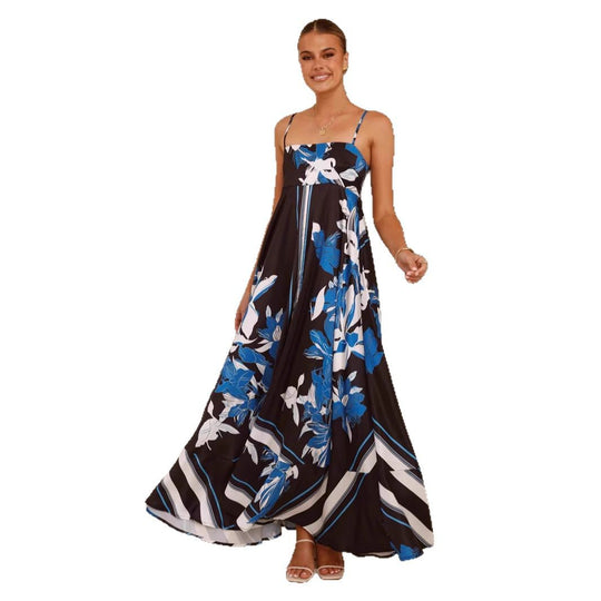Damen Maxikleid mit floralem Motiv und fließendem Schnitt R&B