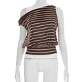 Damen asymmetrisches Oberteil mit modischem Streifenmuster R&B