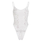 Damen Spitzen Bodysuit mit eleganten Schriftzügen R&B