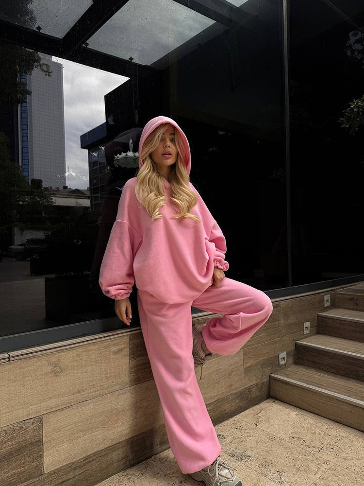 Damen Oversized Sweatset mit Kapuze und elastischen Bündchen R&B
