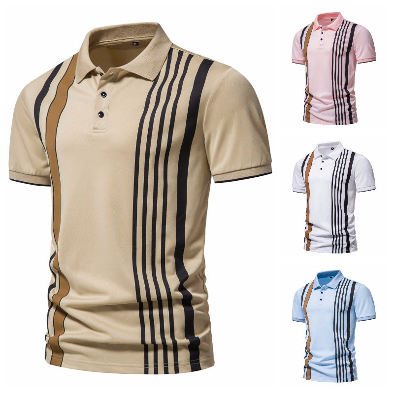 Herren Poloshirt mit modernen Streifen und atmungsaktiven Eigenschaften