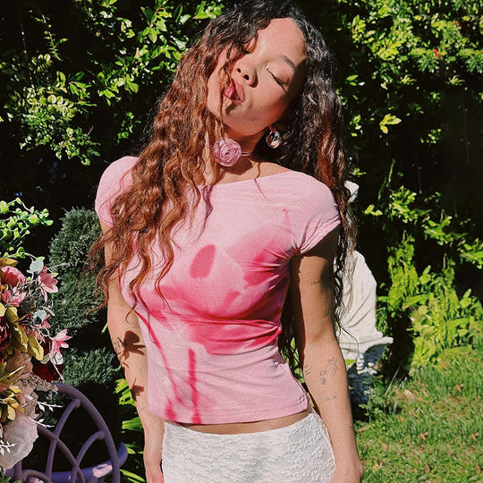 Damen Crop-Top mit floralem Design R&B