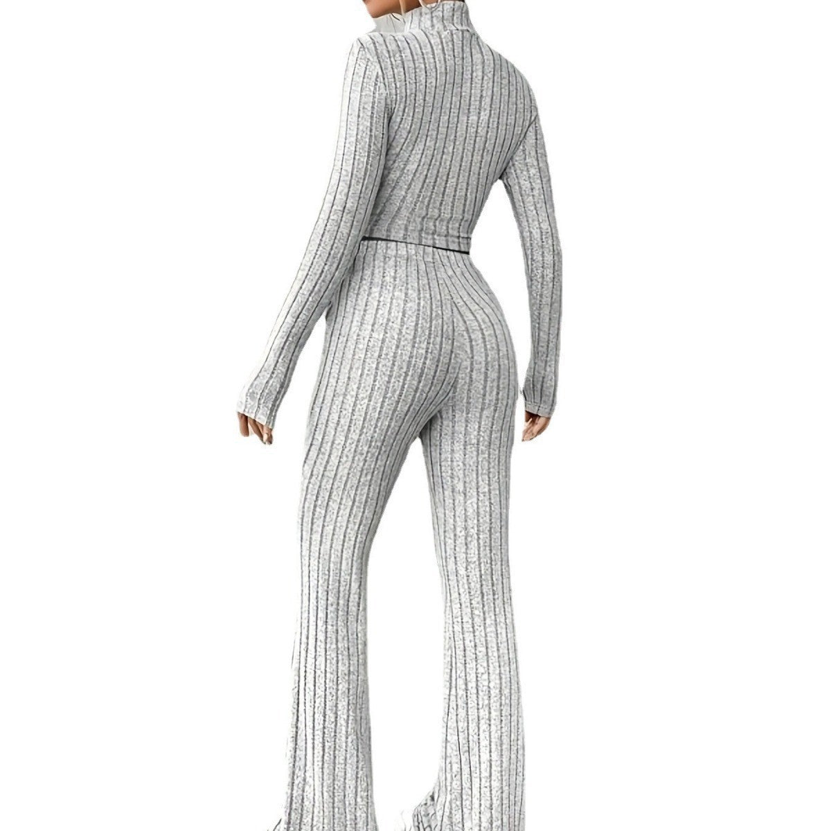 Damen Strickanzug mit hochgeschlossener Bluse und weitem Hosenbein R&B
