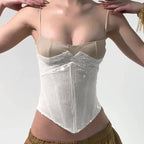 Damen festliches Oberteil mit Glitzerakzenten und verstellbarem Bund R&B