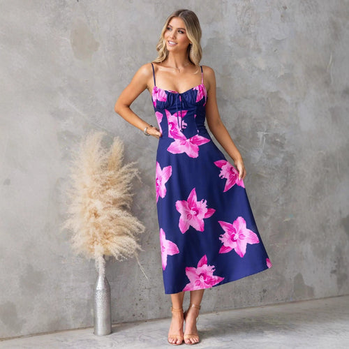 Damen Maxikleid mit floralem Muster und raffiniertem Rüschendetail R&B