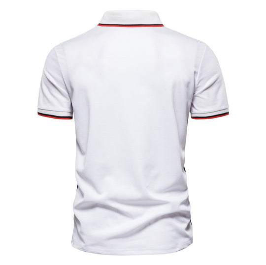 Herren Polohemd mit modischem Farbblock-Design und hochwertiger Baumwollmischung R&B