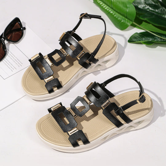 Damen Komfort-Sandalen mit modischen Schnallenakzenten und ergonomischer Sohle R&B