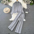Damen Loungewear-Set mit hoher Rippstruktur und Knopfdetaillierung R&B