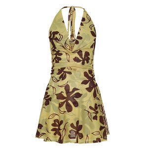 Damen Strandkleid mit verstellbarem Halterneck und floralem Muster R&B