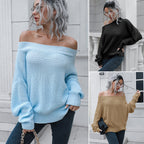 Damen Off-Shoulder Strickpullover mit lässigem Schnitt und voluminösen Ärmeln R&B