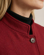 Eleganter Roter New Chinese Style Blazer mit Stehkragen und Schulterpolstern