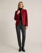 Eleganter Roter New Chinese Style Blazer mit Stehkragen und Schulterpolstern