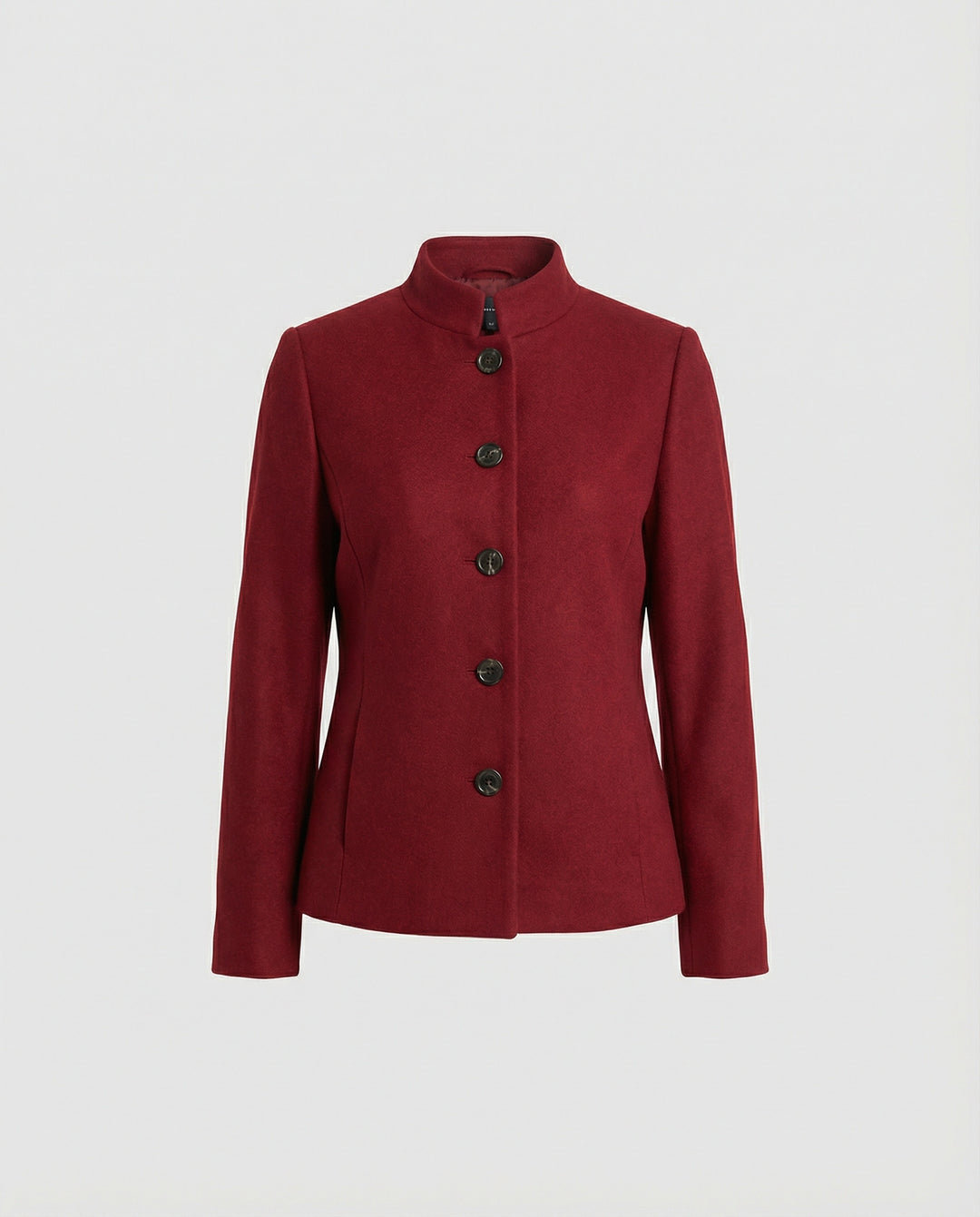 Eleganter Roter New Chinese Style Blazer mit Stehkragen und Schulterpolstern